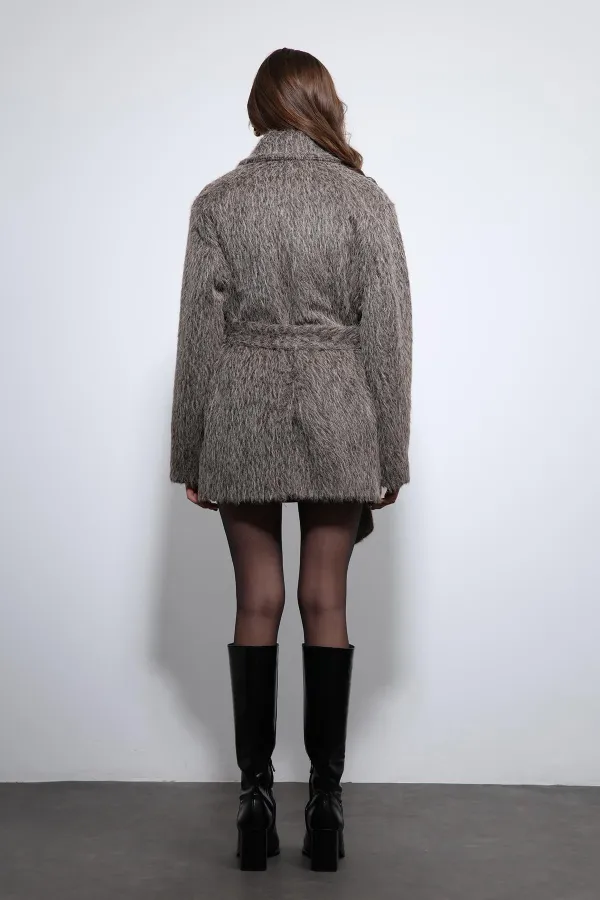 Antioch Kahve Kısa Suni Kürklü Kaban