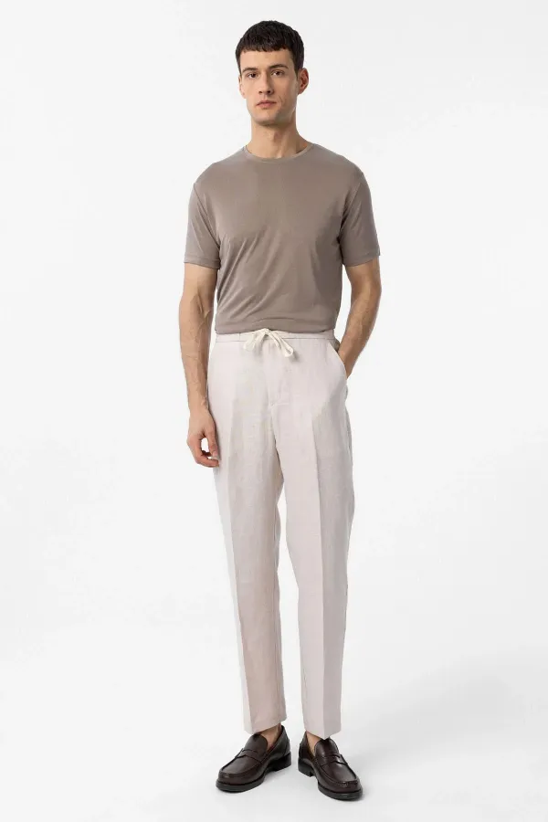 Antioch Bej Regular Fit Modal Teknik Kumaş Erkek T-Shirt