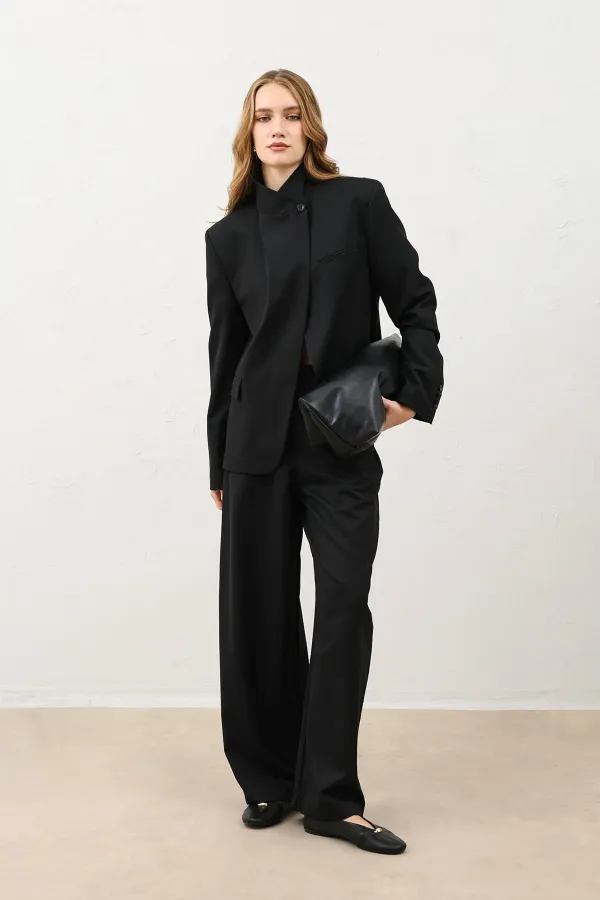 Antioch Siyah Dik Yaka Kadın Blazer Ceket
