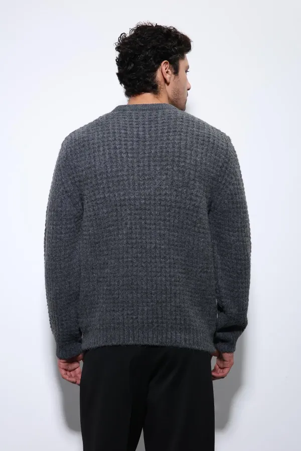 Pull en maille texturée anthracite Antioch pour homme