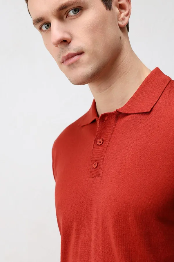 T-shirt en maille pour homme Antioch Red Comfort Slim à col polo