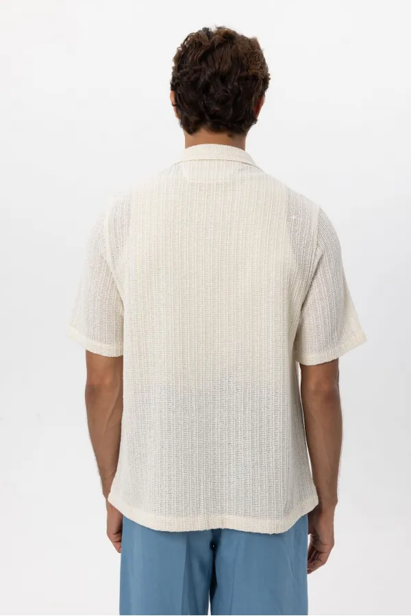 Chemise homme Antioch blanc cassé texturée au crochet