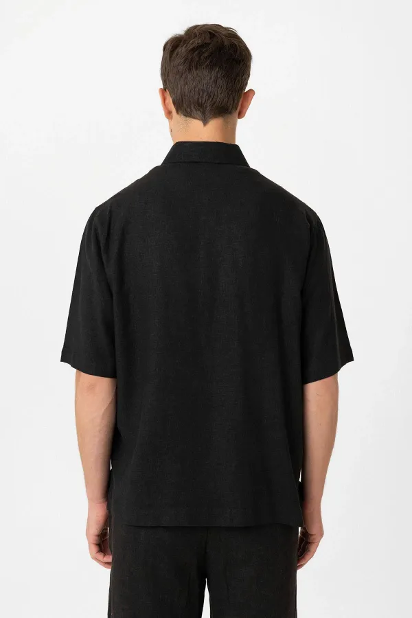 Chemise décontractée pour homme Antioch en lin mélangé noir