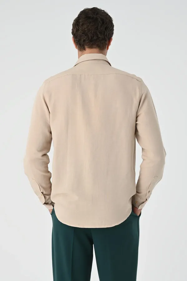 Chemise à manches longues beige clair Antioch pour homme
