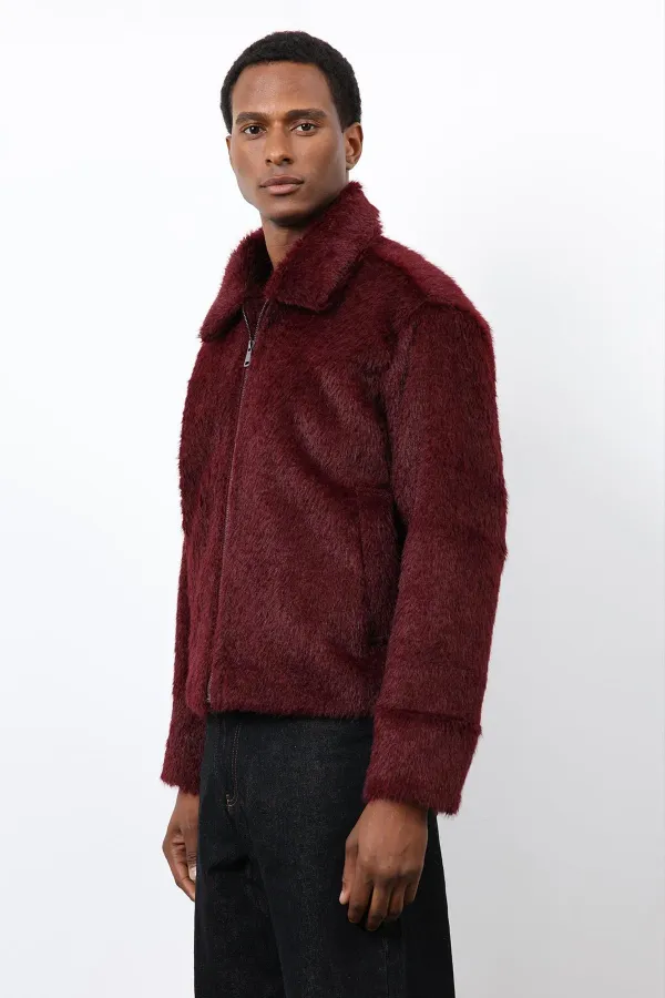 Antioch Bordo Yumuşak Dokulu Erkek Mont