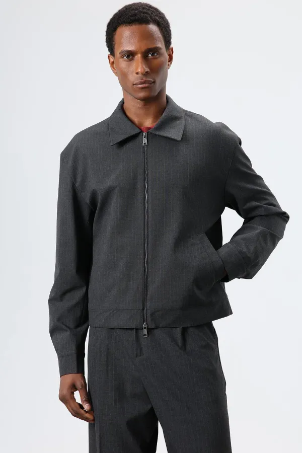 Antioch Füme Çizgili Mevsimlik Erkek Mont