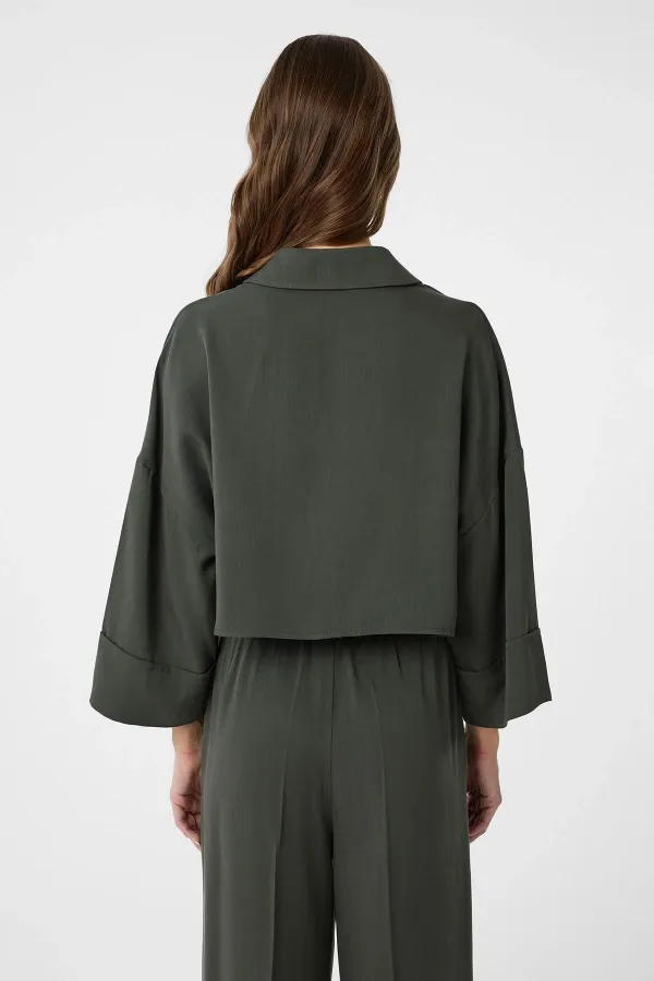 Antioch Haki Crop Kadın Gömlek