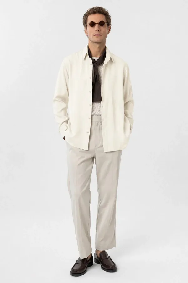 Antioch Ekru Relax Fit Liyosel Kumaş Erkek Gömlek