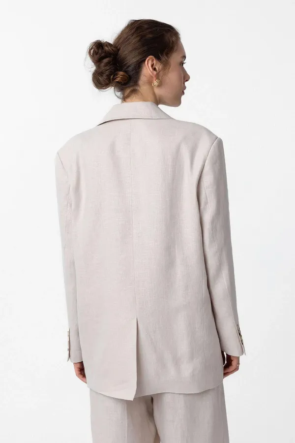 Antioch Beige 100% Linen Women's Blazer Jacket