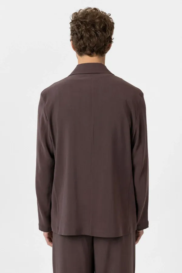 Antioch Kahve Relax Fit Diagonel İnce Erkek Blazer Ceket