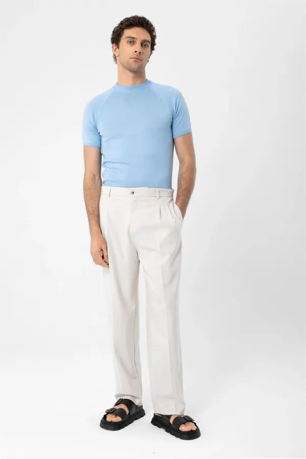 T-shirt en maille à col rond Antioch Bebe bleu