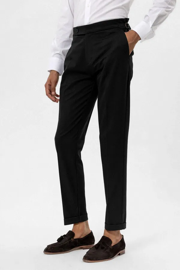 Antioch Black High Waist Regular Fit Men's Trousers