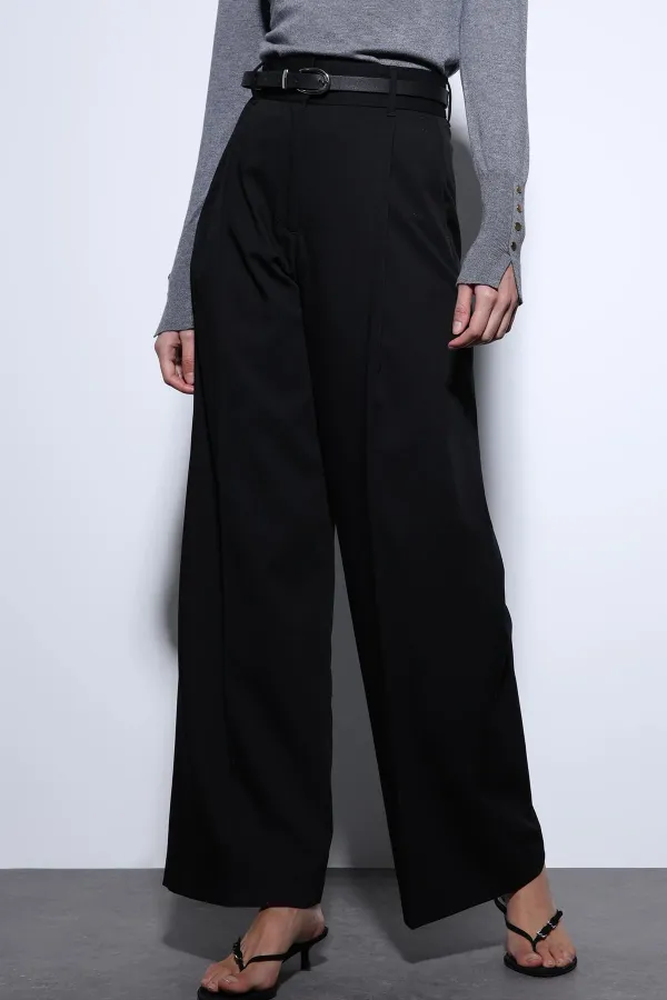 Antioch Siyah Geniş Paça Kadın Pantolon