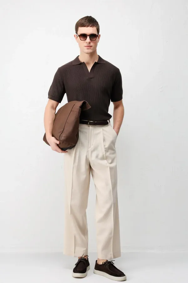 T-shirt en maille texturée haut de gamme Antioch Coffee pour homme