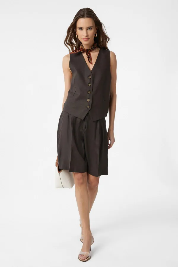 Antioch Coffee Linen Blend Women's Tailor Vest