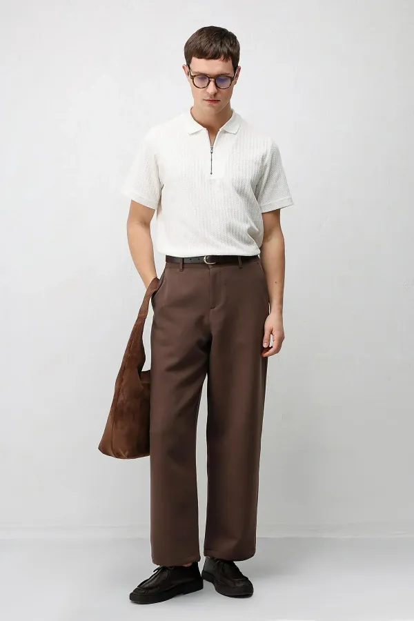 Antioch Beyaz Dokulu Örme Polo Yaka Erkek T-Shirt