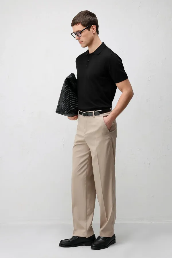 T-shirt en maille pour homme Antioch Black Comfort Slim à col polo