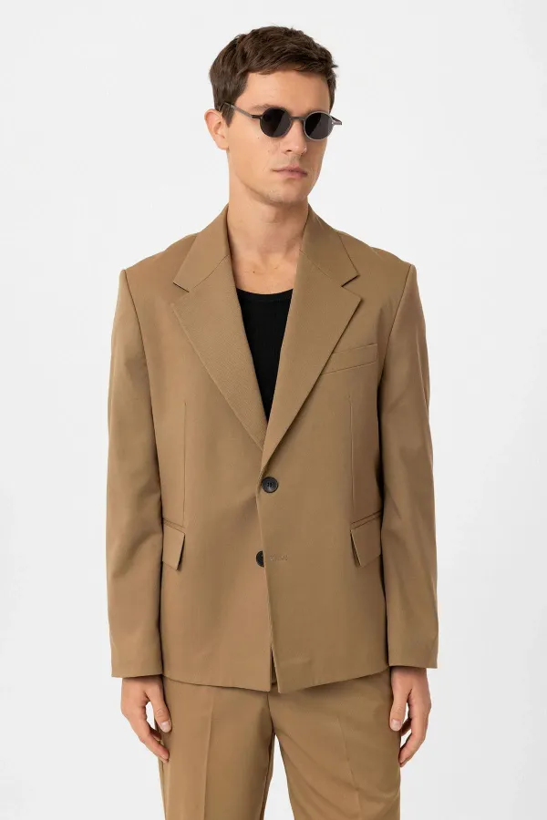 Antioch Camel Relax Fit Erkek Blazer Ceket
