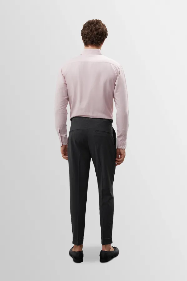 Pantalon homme Antioch anthracite taille haute plissé coupe carotte