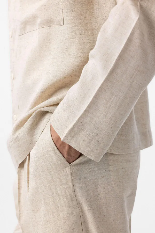 Chemise homme Antioch en lin mélangé blanc cassé, coupe décontractée