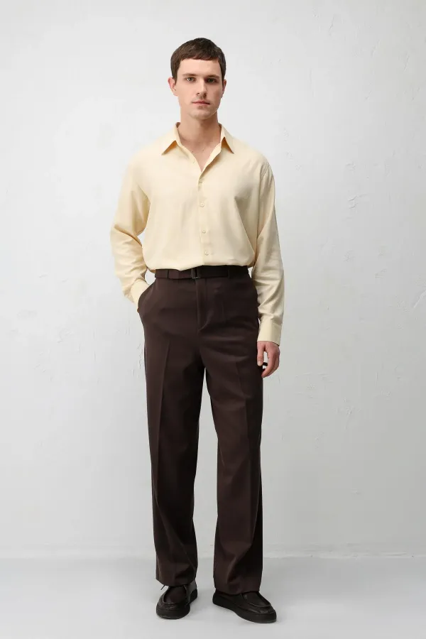 Pantalon pour homme Antioch Coffee, coupe décontractée et ceinture