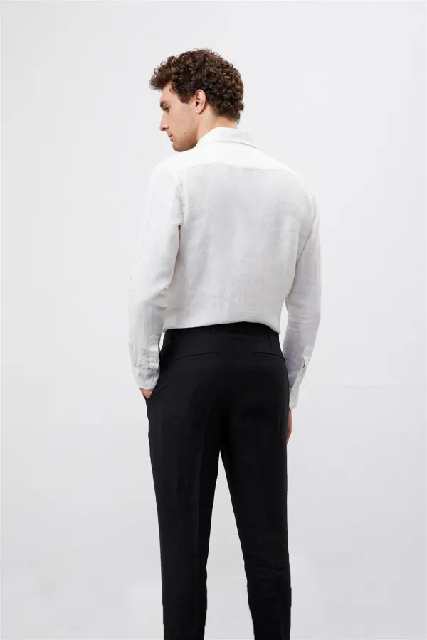 Antioch Ecru Collar Button Detail 100% Linen Men's Shirt