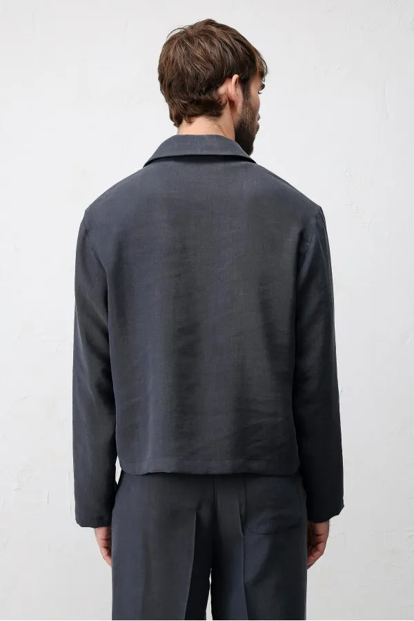 Antioch Navy Blue Lyocell Blend Summer Jacket