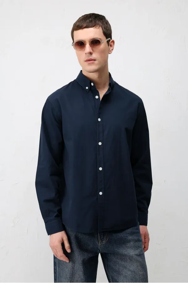 Antioch Lacivert Relax Fit Erkek Gömlek