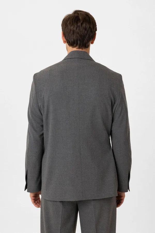 Antioch Gri Kuşaklı Relax Fit Erkek Blazer Ceket