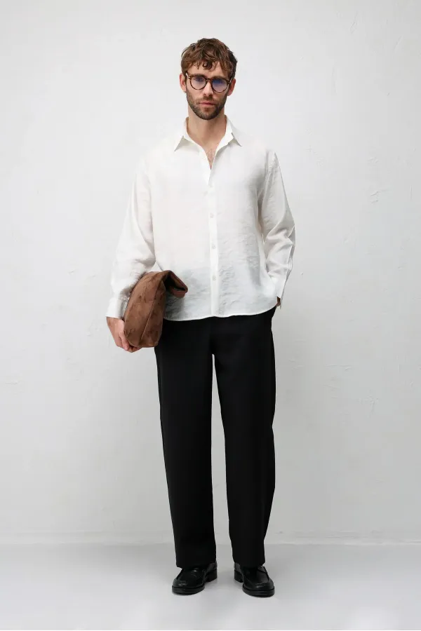 Antioch Ekru Modal Karışımlı Relax Fit Erkek Gömlek