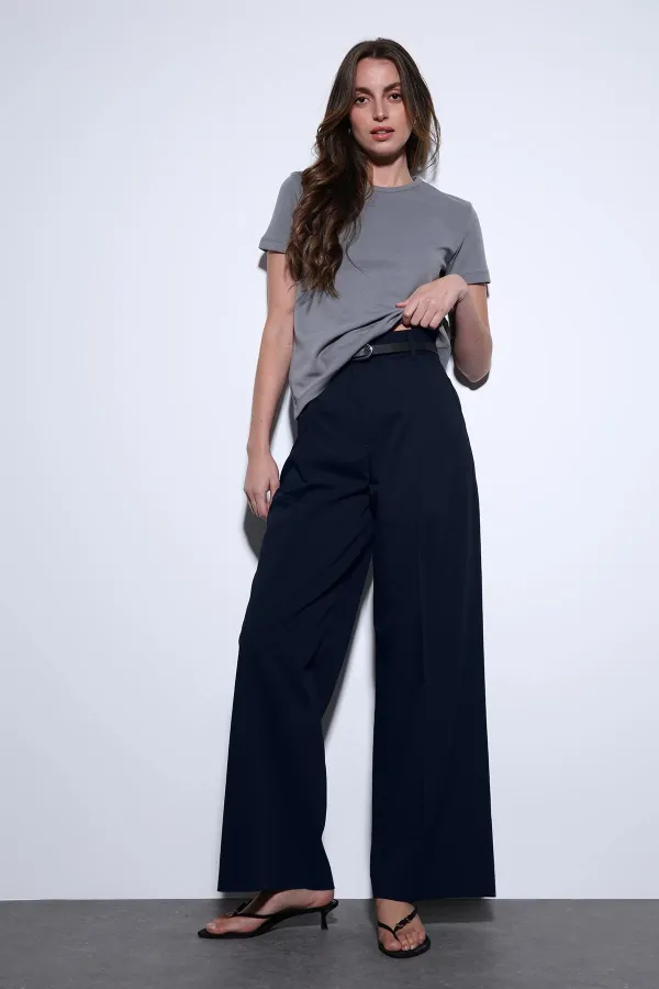 Antioch Lacivert Geniş Paça Kadın Pantolon