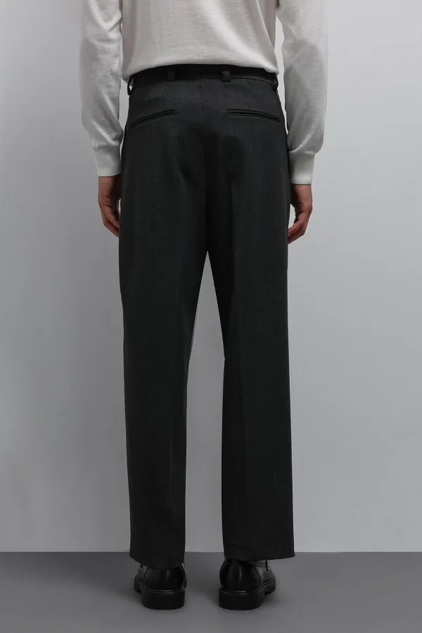 Antioch Antrasit Relax Fit Baggy Pilili Erkek Pantolon