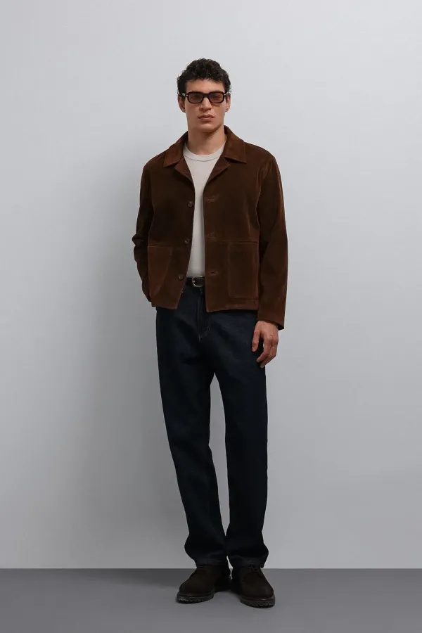 Antioch Kahve Süet Erkek Klasik Ceket