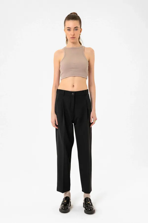 Débardeur court côtelé beige Antioch pour femme