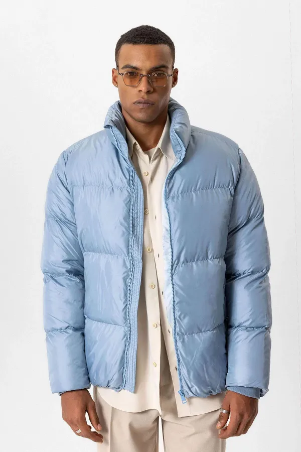 Antioch Bebe Blue Stand-Up Collar Rubber Padded Jacket