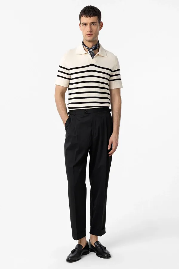 Pantalon plissé noir taille haute style italien Antioch pour homme