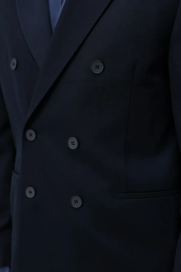 Veste blazer homme Antioch bleu marine à double boutonnage et coupe décontractée