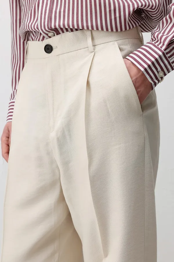 Antioch Cream Modal Fabric Men's Trousers