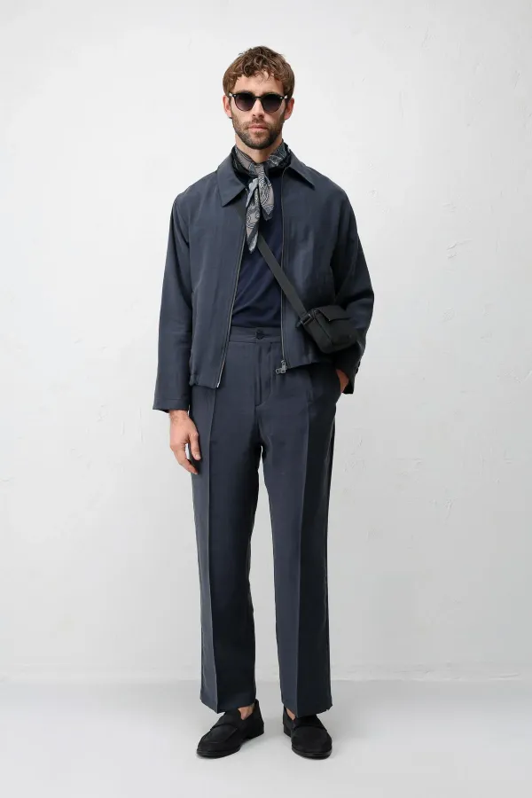 Antioch Navy Blue Lyocell Blend Men's Summer Jacket