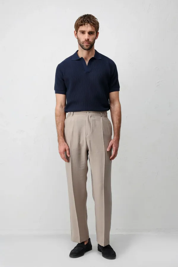 Antioch Lacivert Premium Dokulu Erkek Triko T-Shirt