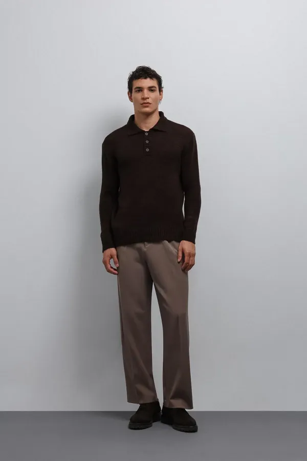Pull pour homme à col boutonné Antioch Coffee