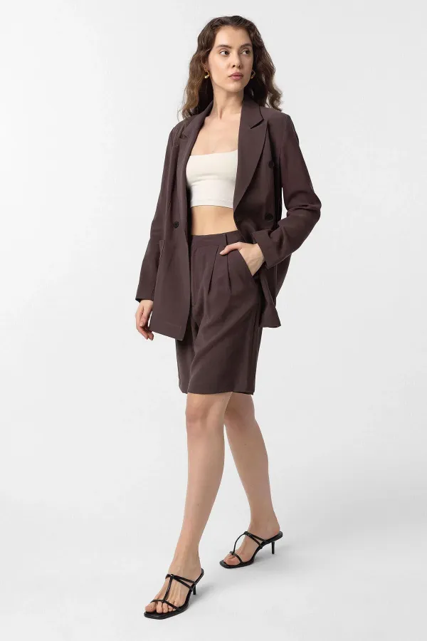 Antioch Kahve Pilili Kadın Bermuda Şort