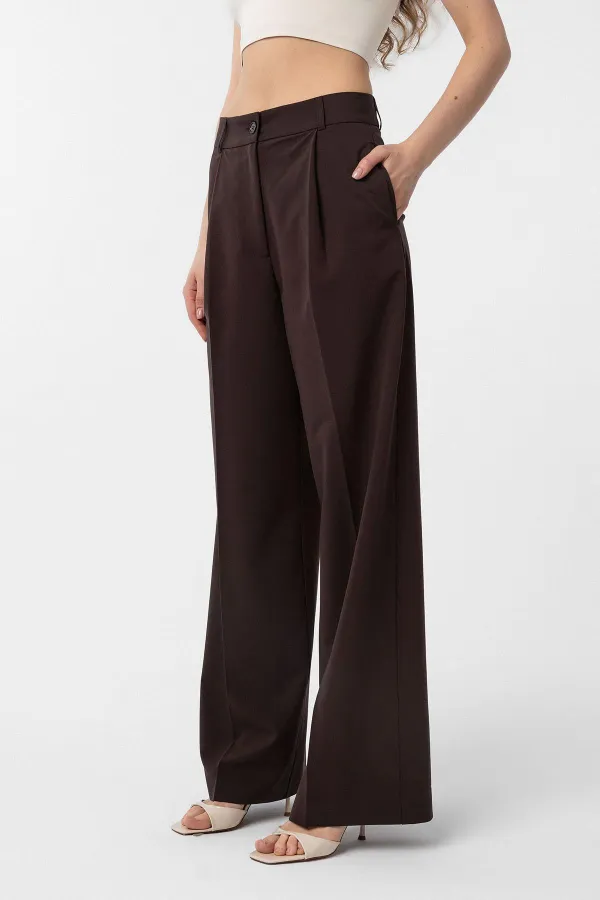 Antioch Coffee Pleated Women's Trousers