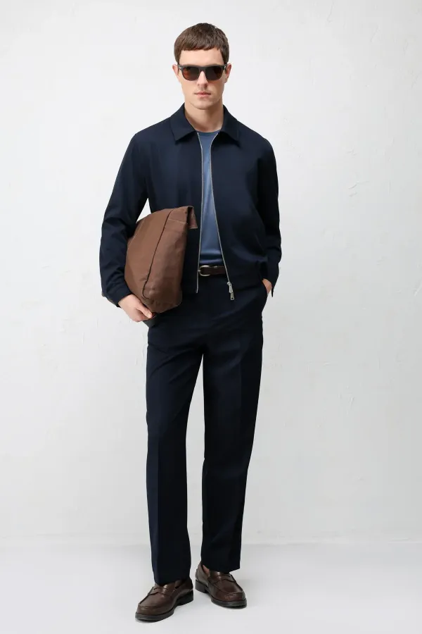 Antioch Lacivert Bel Lastikli Erkek Mont