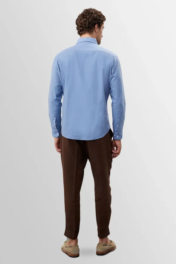 Antioch Blue Collar Button Detail 100% Linen Men's Shirt