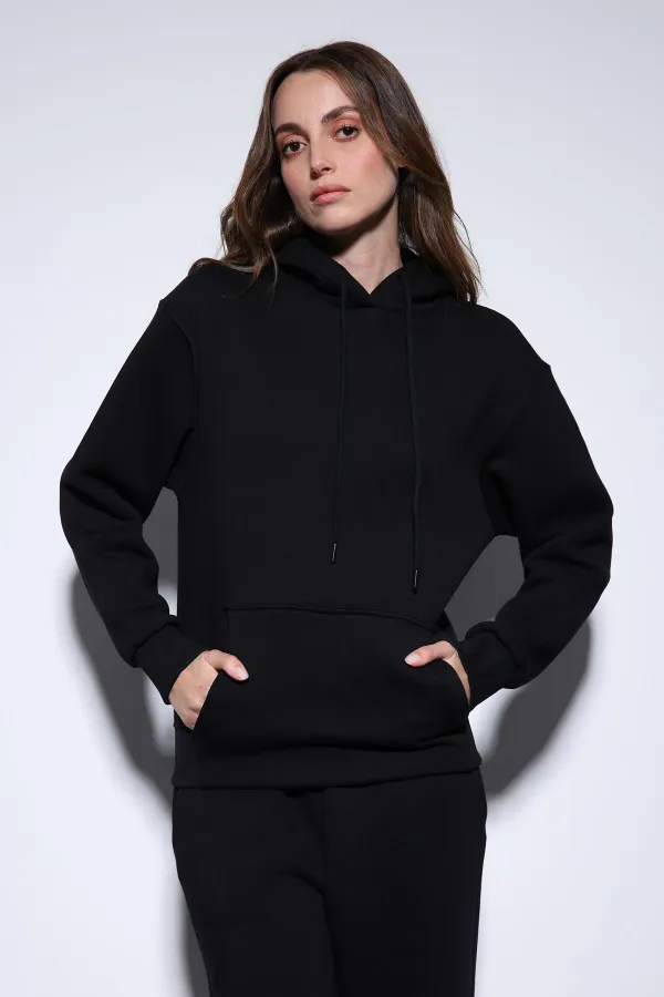 Antioch Black Hooded Basic Women's Sweatshirt