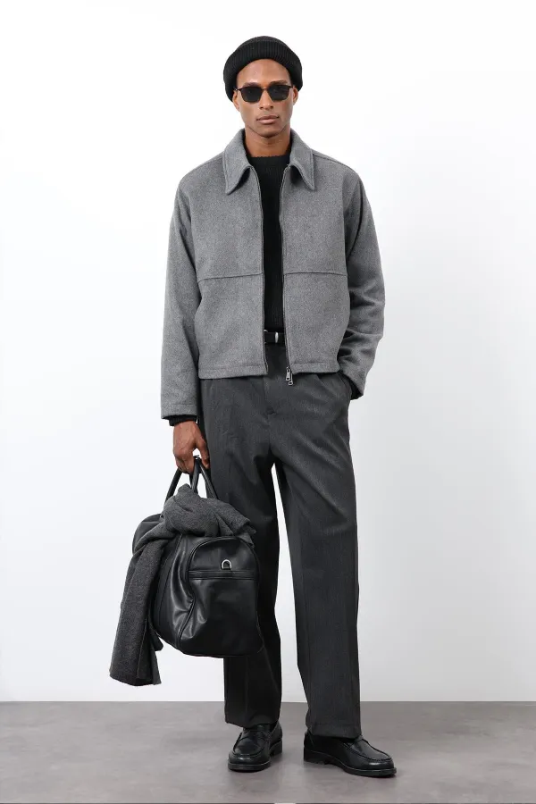 Antioch Antrasit Regular Fit Dokulu Erkek Mont