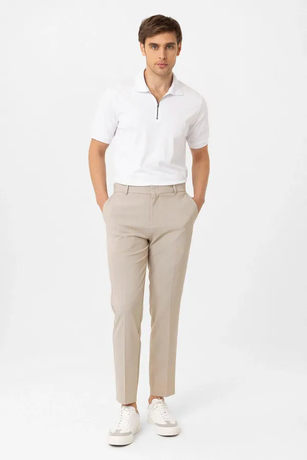 Antioch Beyaz Fermuarlı Regular Fit Erkek T-Shirt