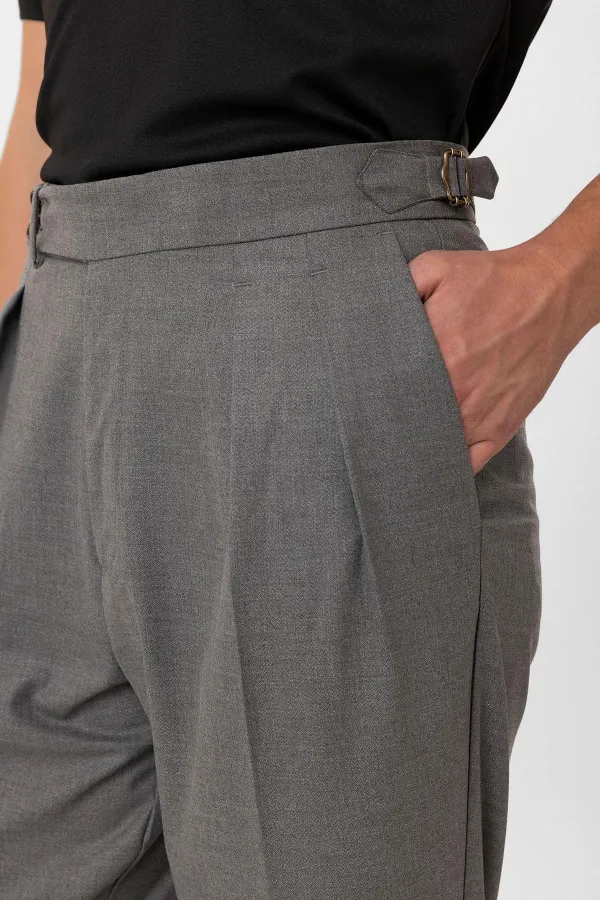 Pantalon homme Antioch gris plissé taille haute