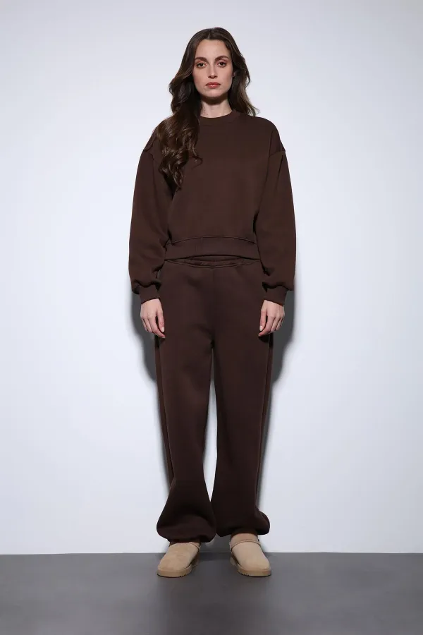 Antioch Kahve Oversize Kadın Eşofman Takım